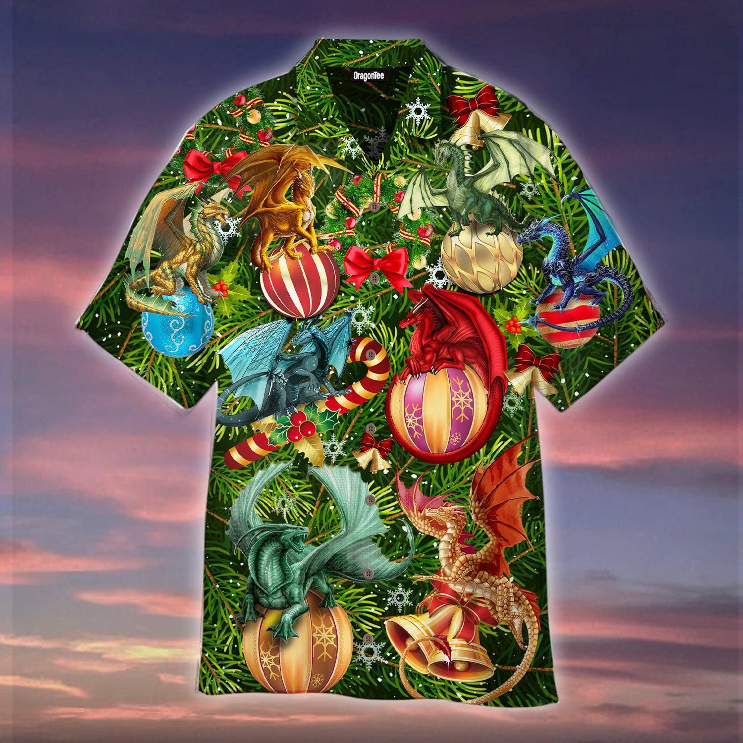 Christmas Dragon Under The Mistletoe Hawaiian Shirt For