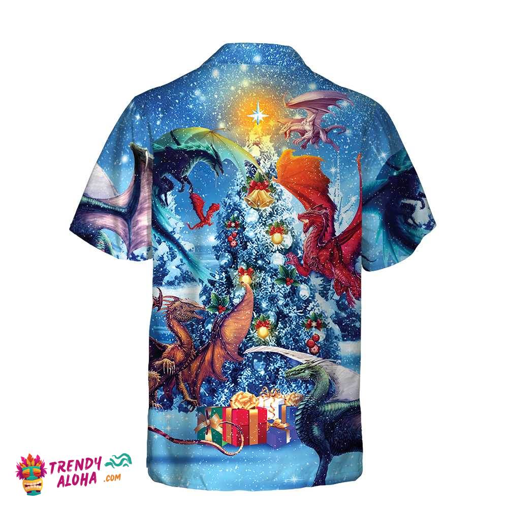 Christmas Dragons Reunion Christmas Hawaiian Shirt, Festive Dragon Hawaiian Shirt For Men