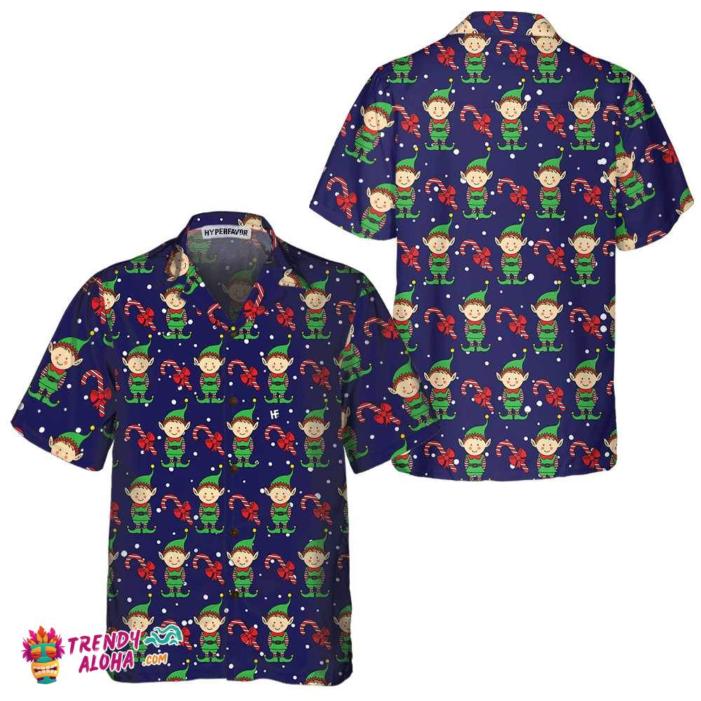 Christmas Elves On Blue Hawaiian Shirt. Elf Christmas Shirt, Best Xmas Gift Idea Christmas Elves On Blue Hawaiian Shirt. Elf Christmas Shirt, Best Xmas Gift Idea