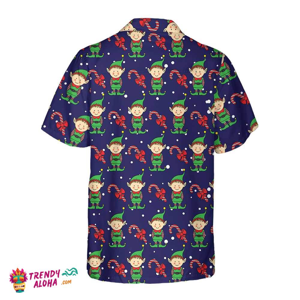Christmas Elves On Blue Hawaiian Shirt. Elf Christmas Shirt, Best Xmas Gift Idea