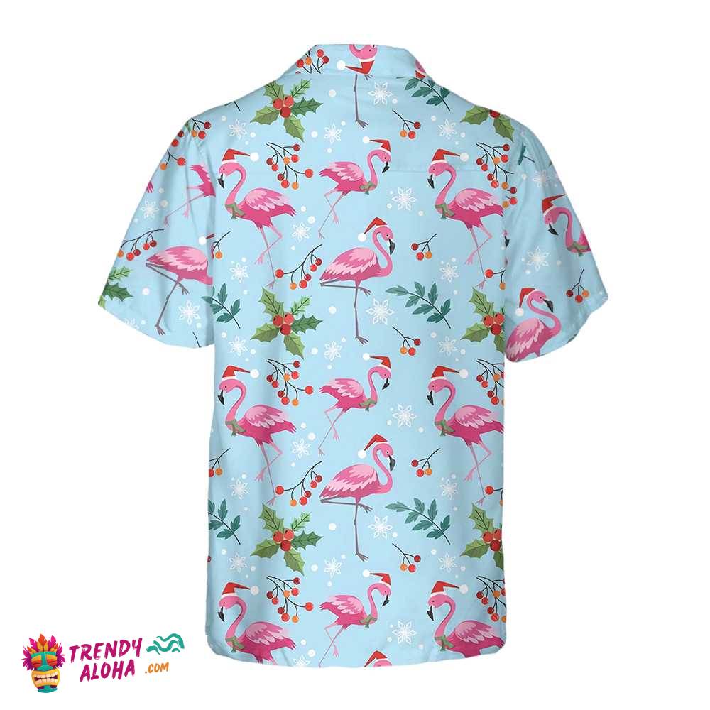 Christmas Flamingo Seamless Pattern Hawaiian Shirt, Christmas Flamingo Shirt, Best Xmas Gift Idea