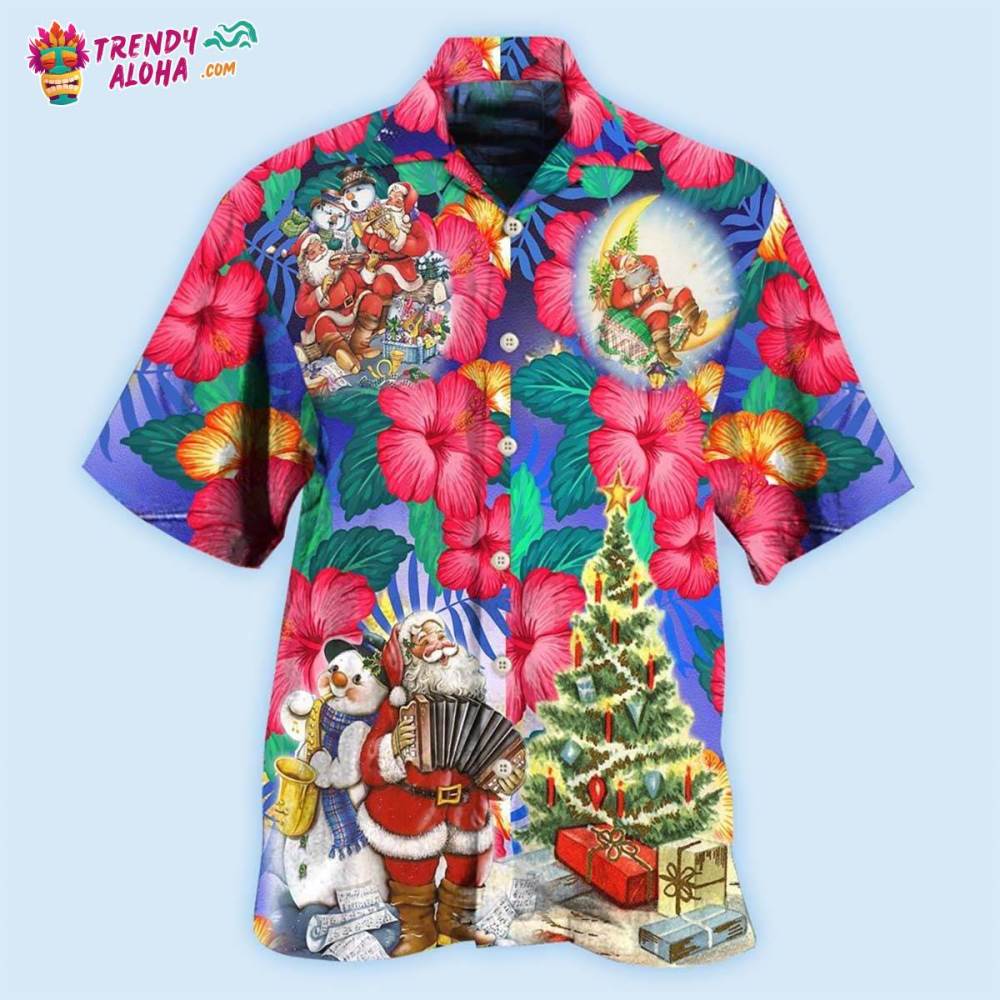 Christmas Flowers Tropical Santa Claus Hawaiian Shirt – Trendy Aloha