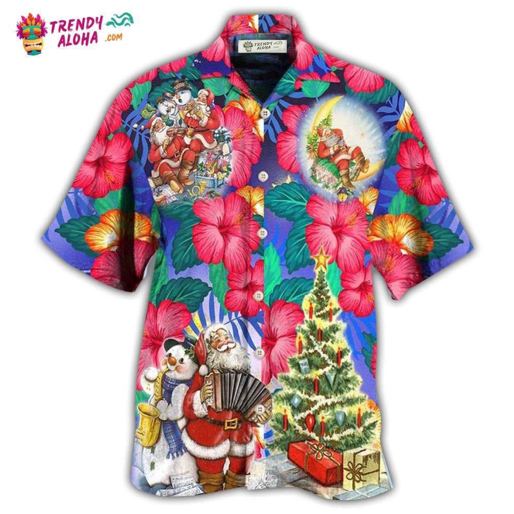 Christmas Flowers Tropical Santa Claus Hawaiian Shirt – Trendy Aloha