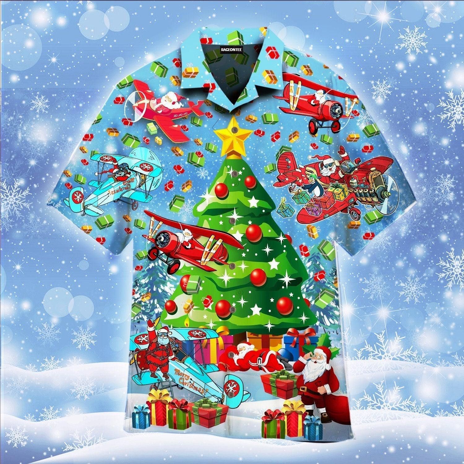 Christmas Fly With Santa On An Airplane Hawaiian Shirt For