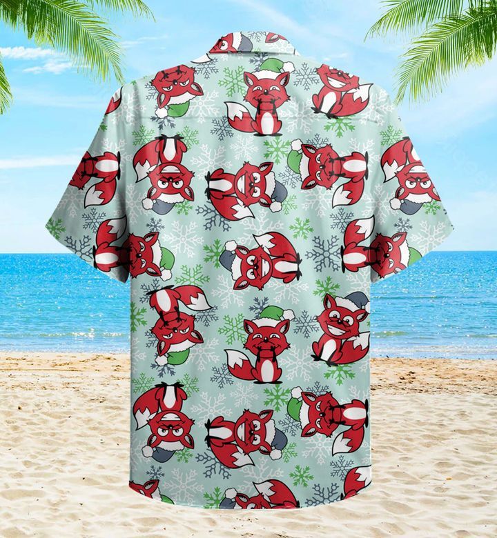Christmas Fox Snowflake Red Trendy Hawaiian Shirt 3D, Fox Lover Trendy Hawaiian Shirt For Summer Gifts