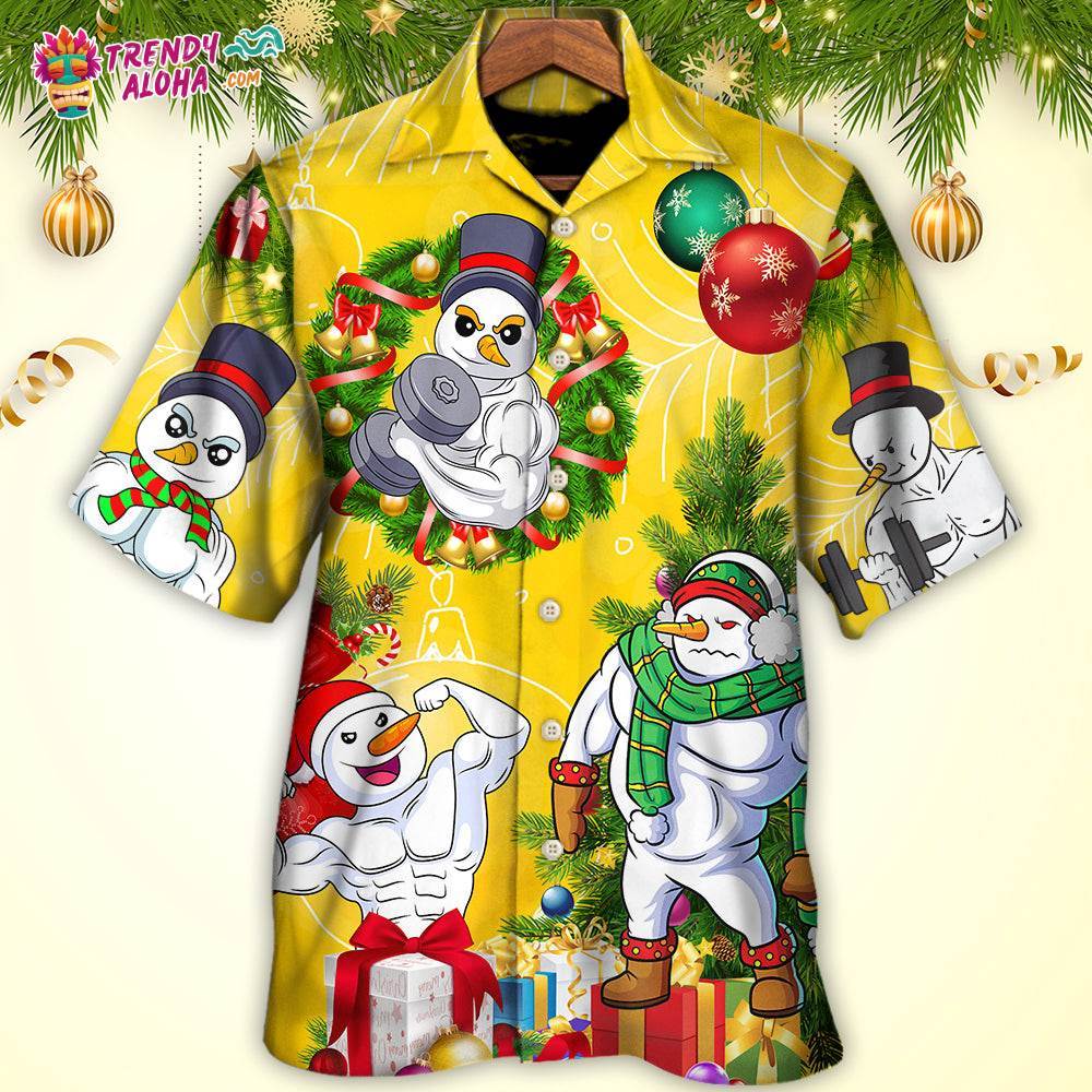 Christmas Frosty The Swoleman Snowman Workout Funny Hawaiian Shirt – Trendy Aloha