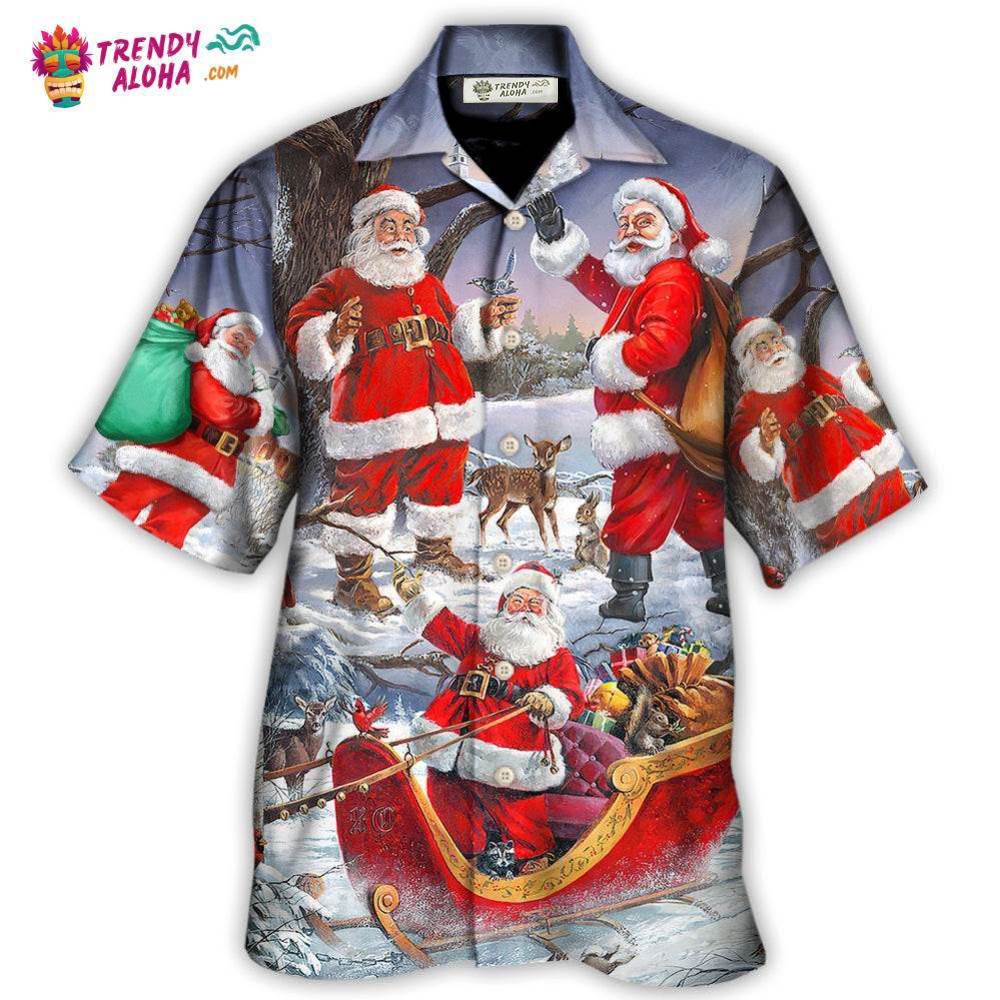 Christmas Funny Santa Claus Happy Xmas Is Coming Art Hawaiian Shirt – Trendy Aloha