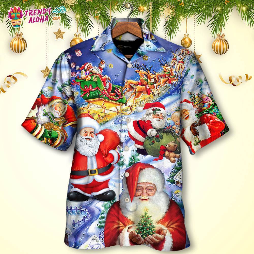 Christmas Funny Santa Claus Happy Xmas Is Coming Art Style Cool Hawaiian Shirt – Trendy Aloha