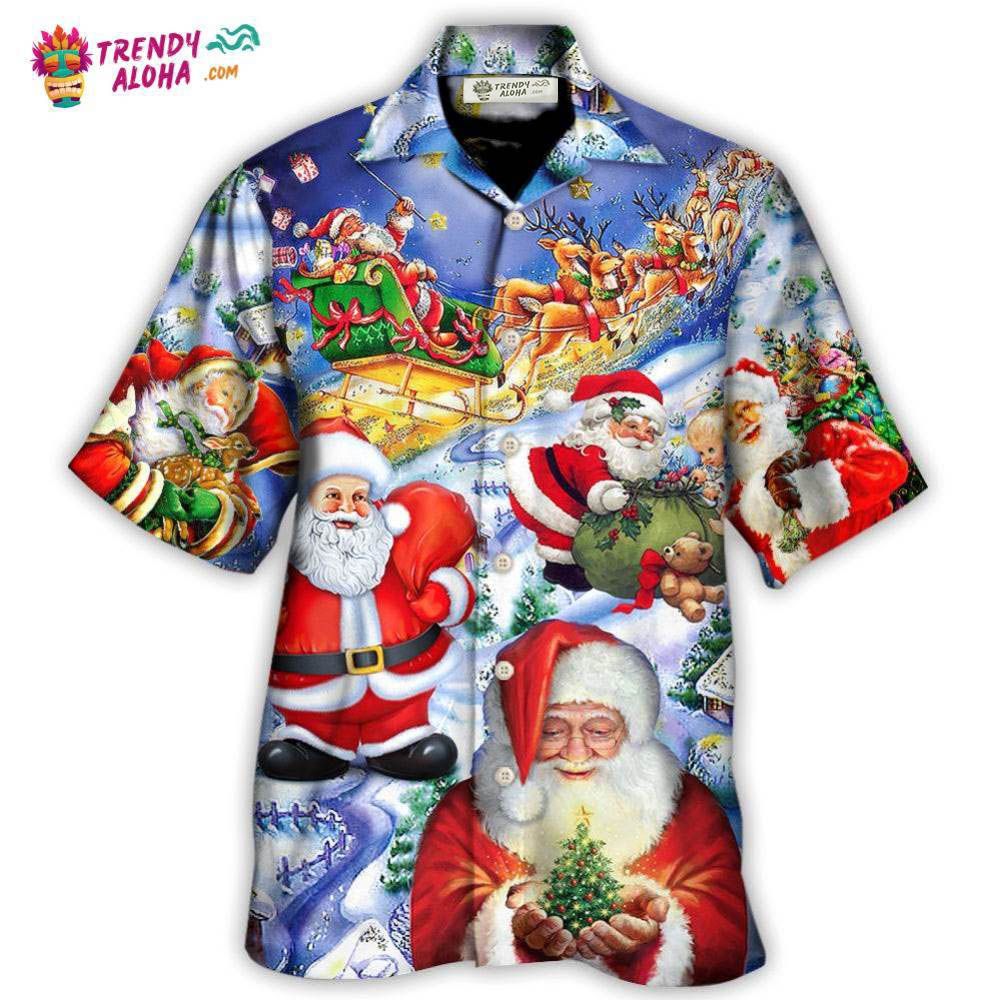 Christmas Funny Santa Claus Happy Xmas Is Coming Art Style Cool Hawaiian Shirt – Trendy Aloha