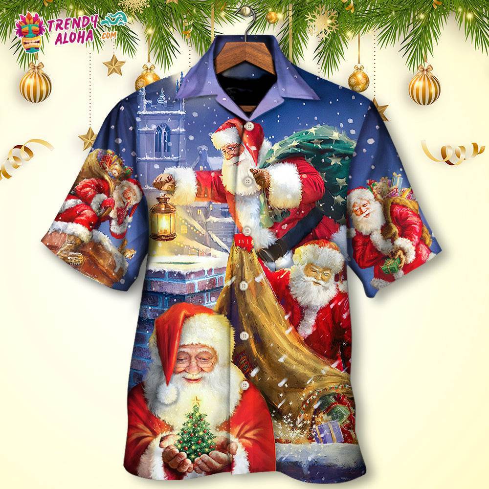 Christmas Funny Santa Claus Up On Rooftop Art Style Hawaiian Shirt – Trendy Aloha