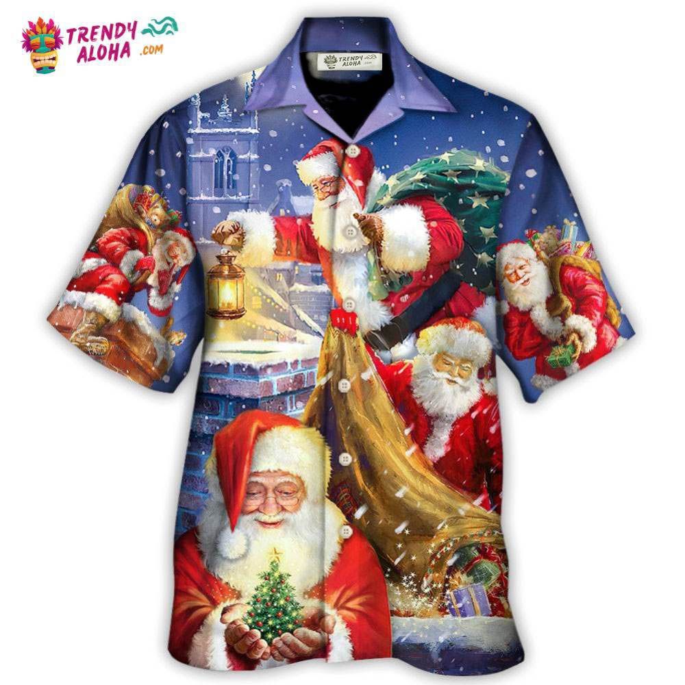 Christmas Funny Santa Claus Up On Rooftop Art Style Hawaiian Shirt – Trendy Aloha