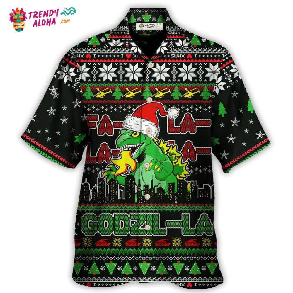 Christmas Godzila Falalalala Xmas Hawaiian Shirt – Trendy Aloha Christmas Godzila Falalalala Xmas Hawaiian Shirt – Trendy Aloha