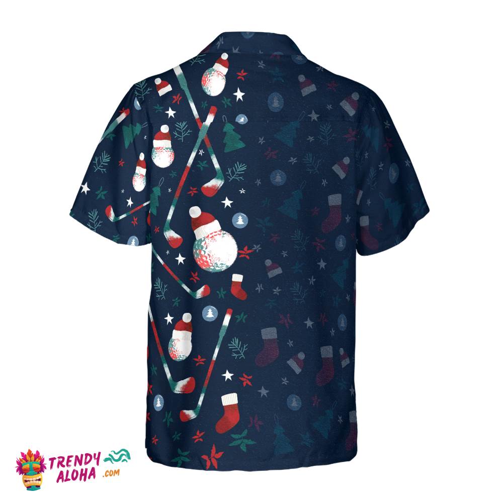 Christmas Golf Pattern Hawaiian Shirt, Christmas Shirts Short Sleeve Button Down Shirt For Men And Women