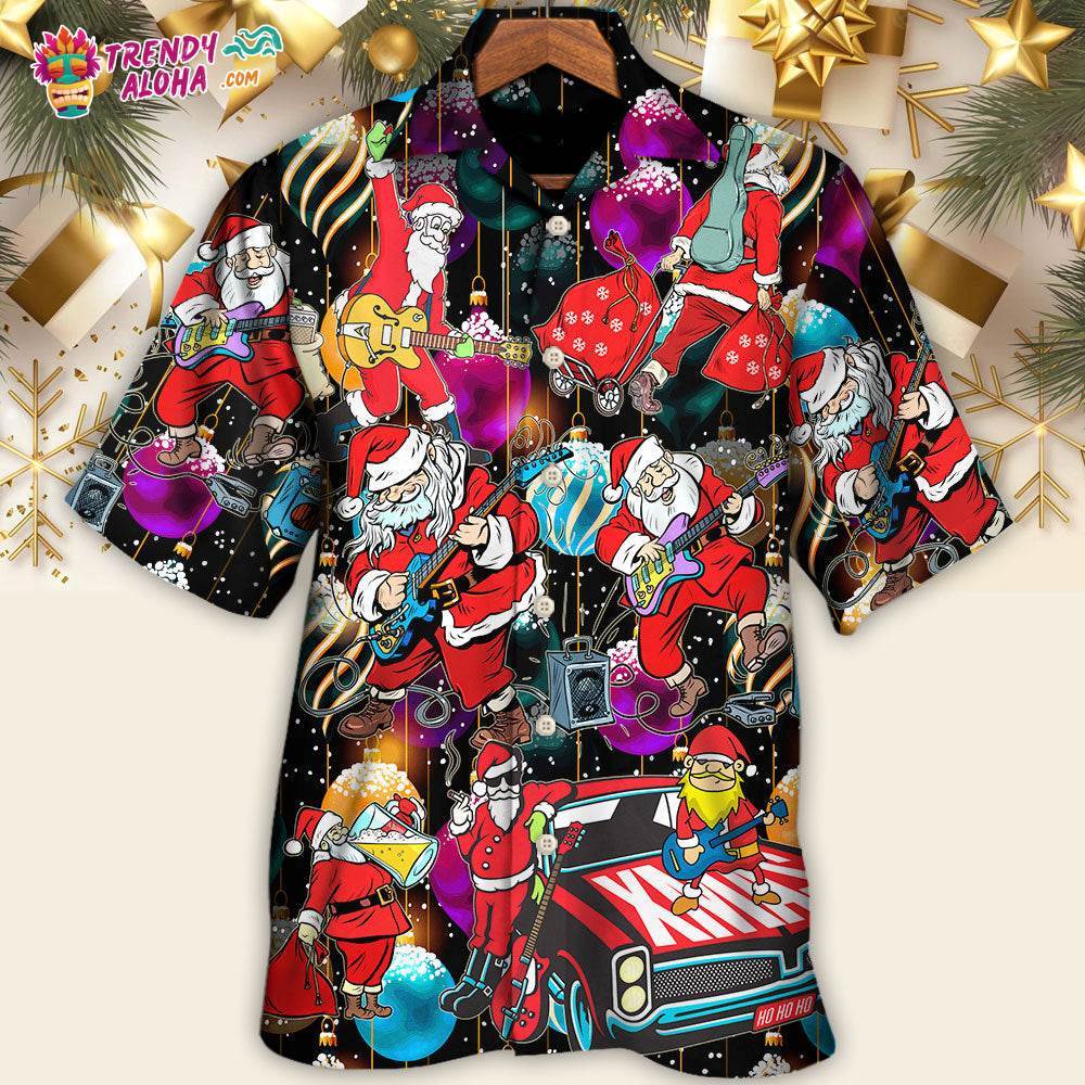 Christmas Guitar Music And Santa Merry Very Xmas Hawaiian Shirt – Trendy Aloha