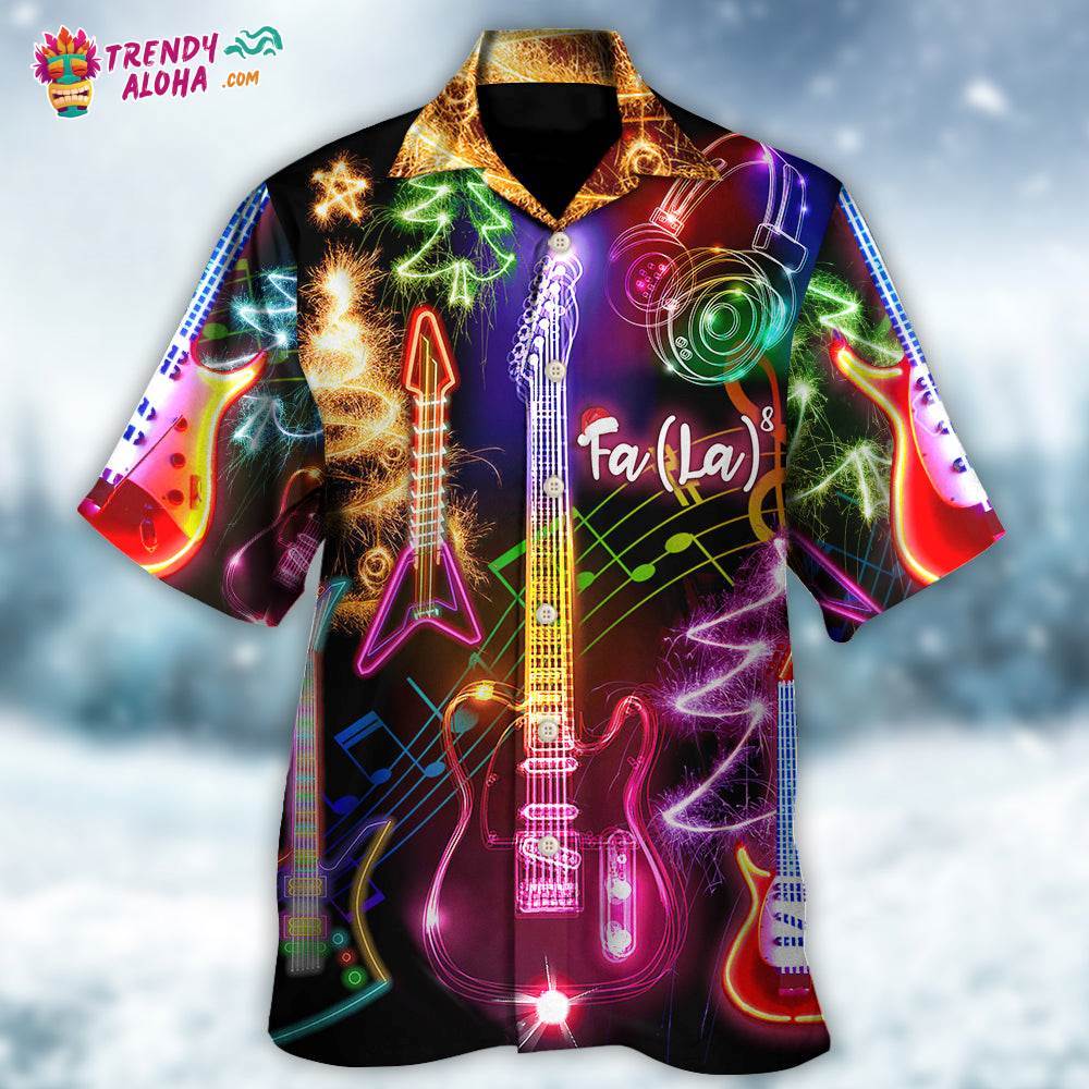 Christmas Guitar Tree Happy Glow Light Style Hawaiian Shirt – Trendy Aloha