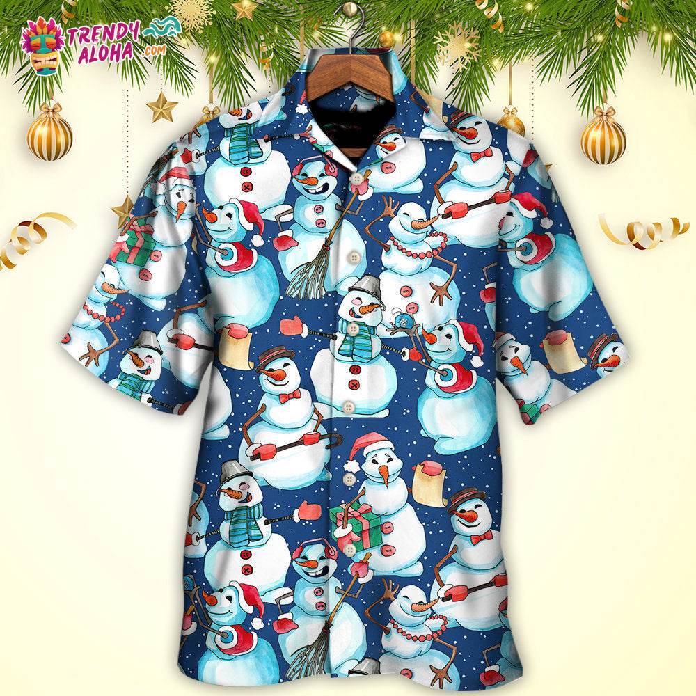 Christmas Happy Snowman Xmas Hawaiian Shirt – Trendy Aloha