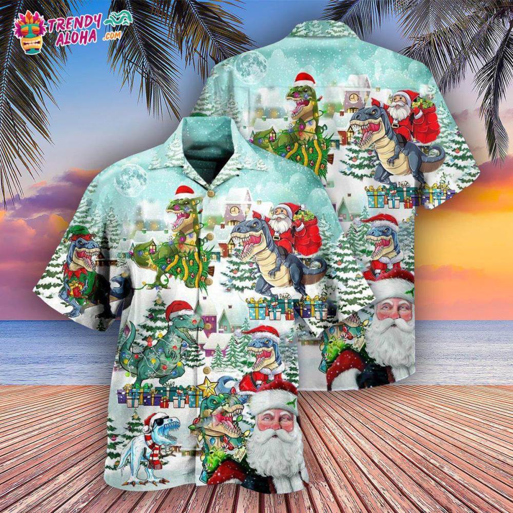 Christmas Have A Roarsome In Snow Hawaiian Shirt – Trendy Aloha
