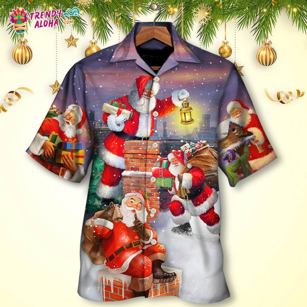 Christmas Having Fun With Santa Claus Gift For Xmas Art Style Hawaiian Shirt – Trendy Aloha
