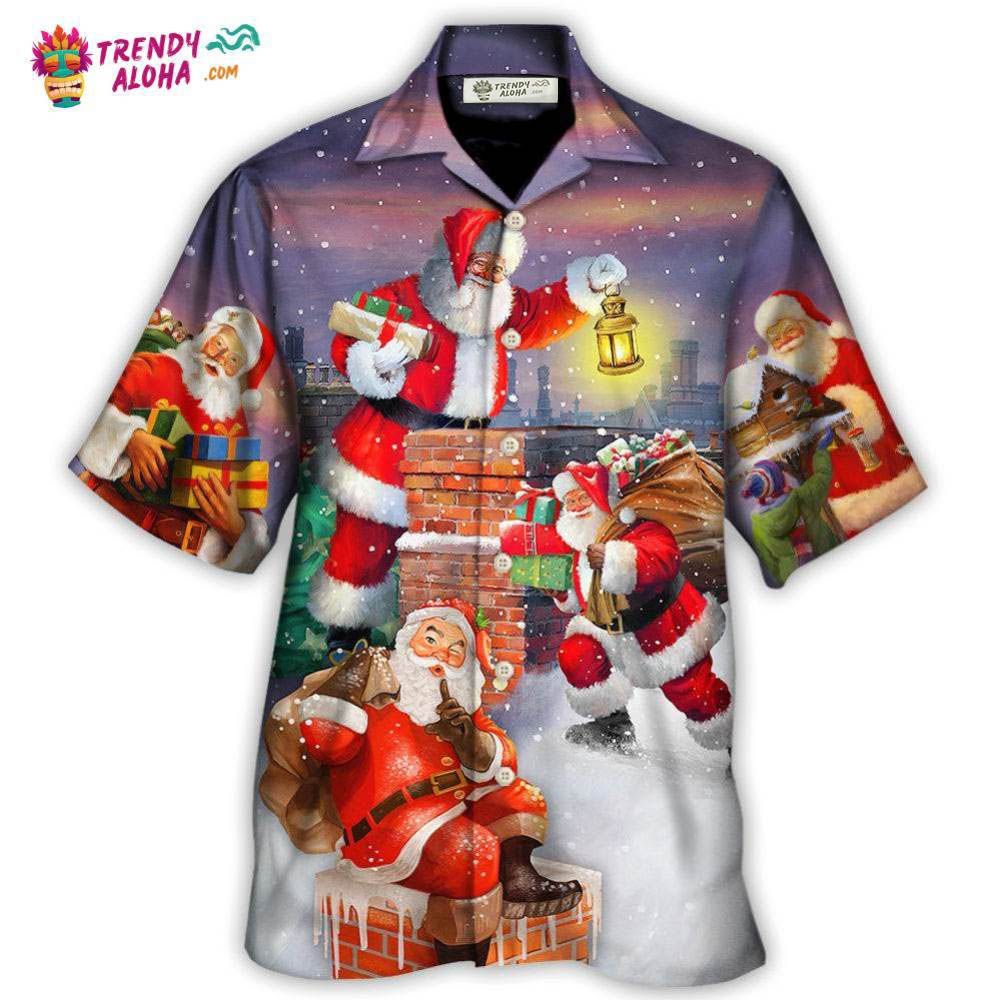 Christmas Having Fun With Santa Claus Gift For Xmas Art Style Hawaiian Shirt – Trendy Aloha