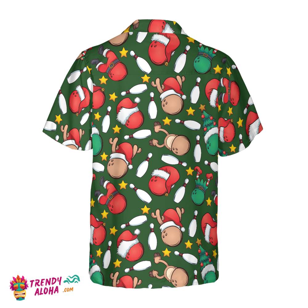 Christmas Hawaiian Shirts, Christmas Bowling Pattern Shirt Short Sleeve, Christmas Shirt Idea Gift For Men And Women