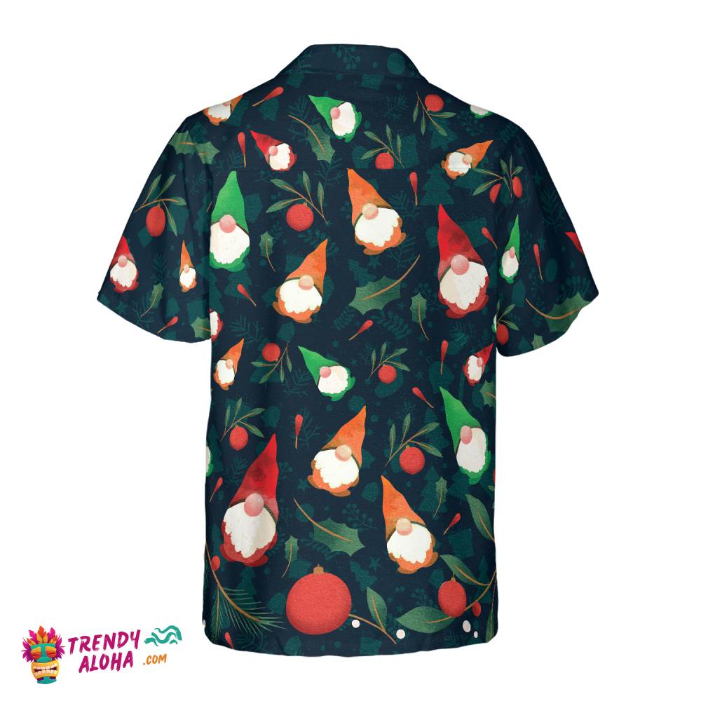 Christmas Hawaiian Shirts, Christmas Gnome Pattern Shirt Short Sleeve, Christmas Shirt Idea Gift For Men And Women
