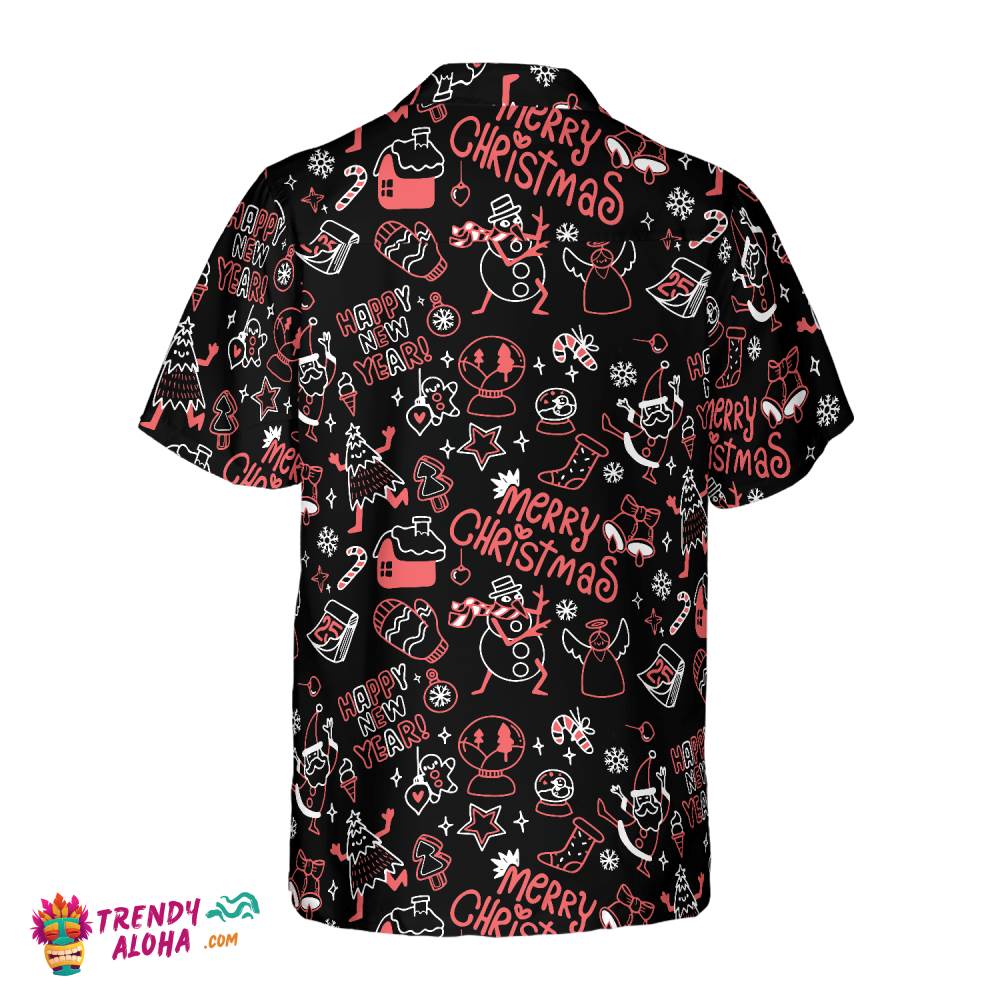 Christmas Hawaiian Shirts, Christmas Line Pattern Shirt Short Sleeve, Christmas Shirt Idea Gift For Men And Women