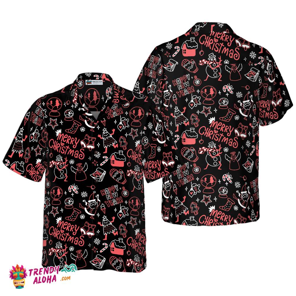 Christmas Hawaiian Shirts, Christmas Line Pattern Shirt Short Sleeve, Christmas Shirt Idea Gift For Men And Women Christmas Hawaiian Shirts, Christmas Line Pattern Shirt Short Sleeve, Christmas Shirt Idea Gift For Men And Women