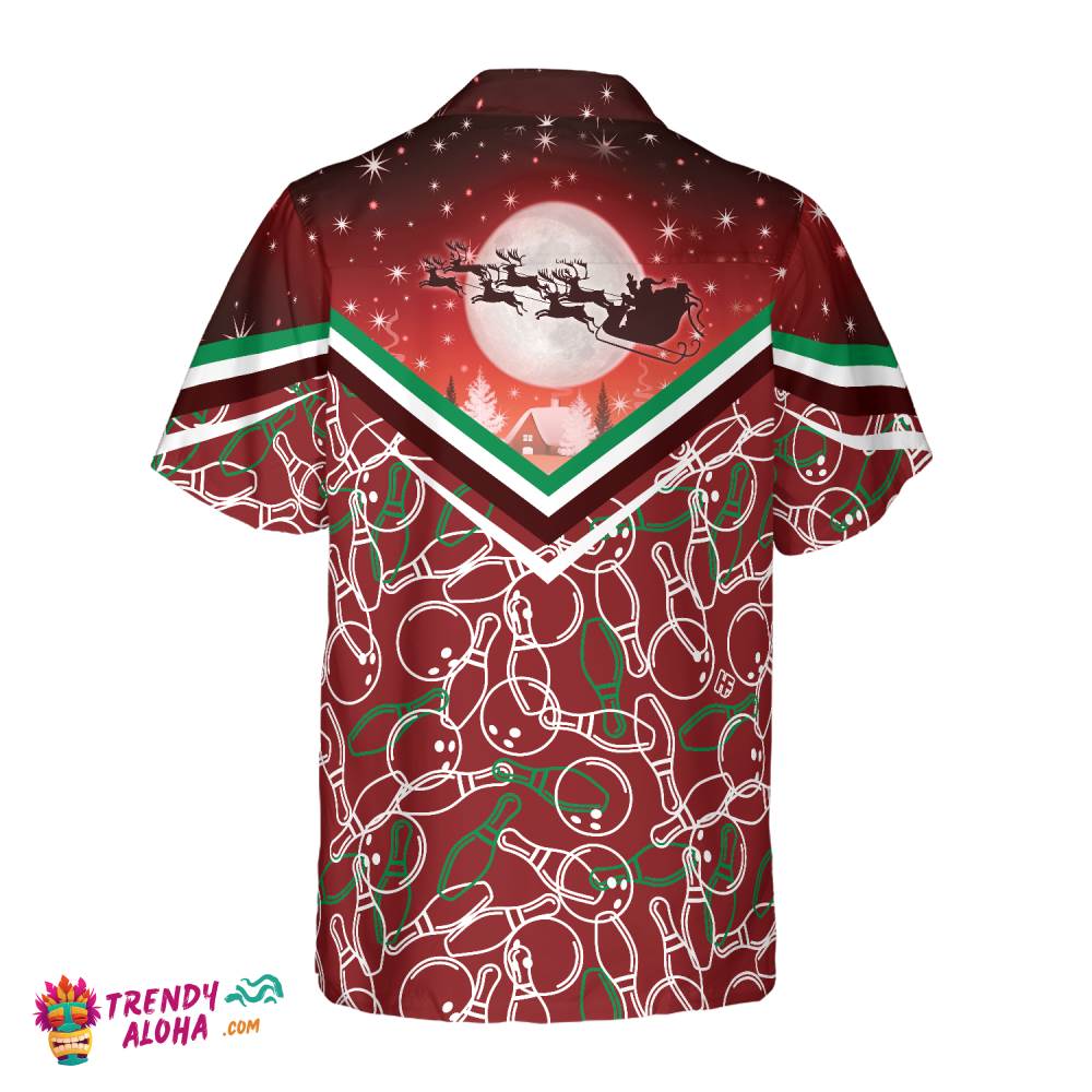 Christmas Hawaiian Shirts, Christmas Night With Bowling Pattern Shirt Short Sleeve, Christmas Shirt Idea Gift For Men And Women