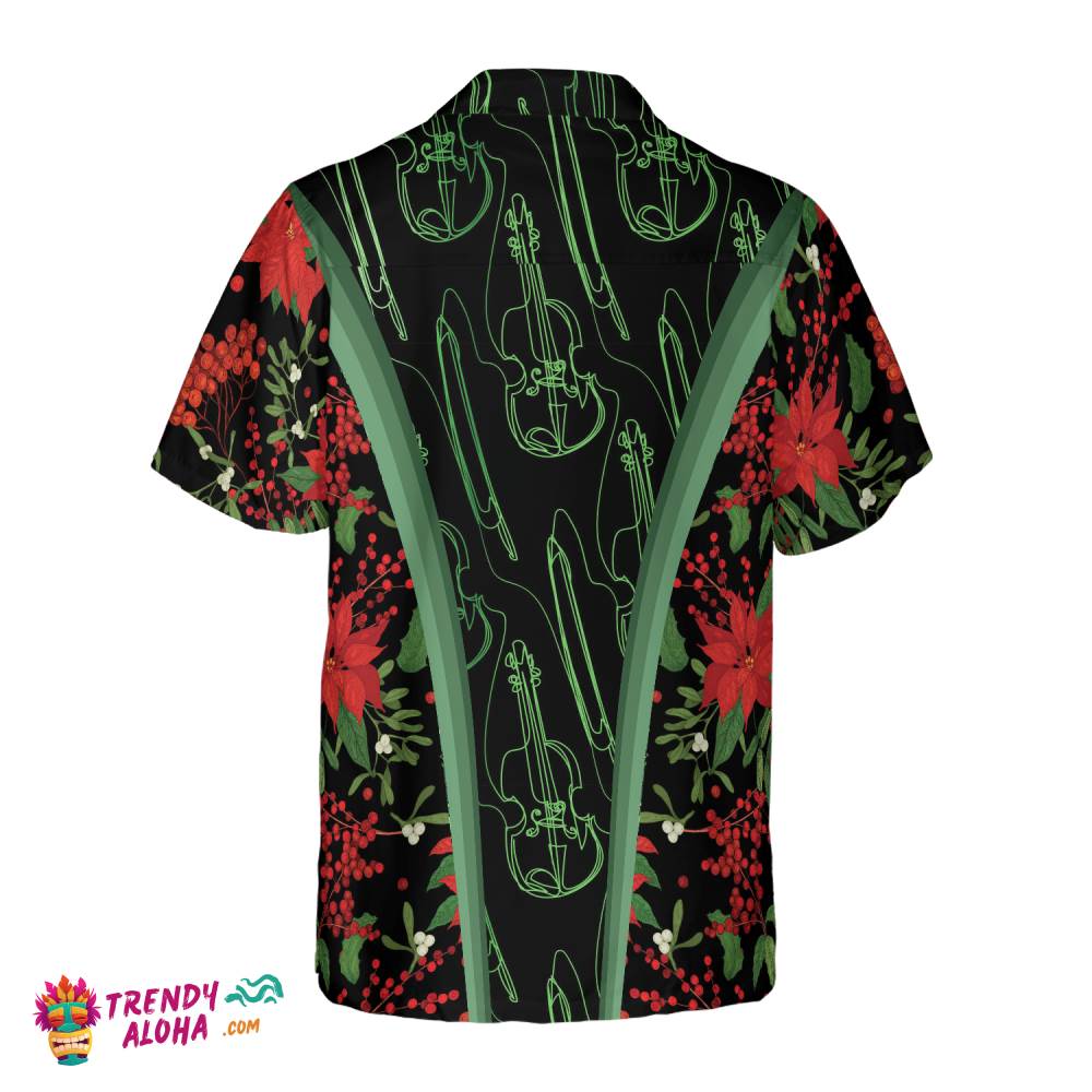 Christmas Hawaiian Shirts, Chritmas Violin Music Pattern Shirt Short Sleeve, Christmas Shirt Idea Gift For Men And Women