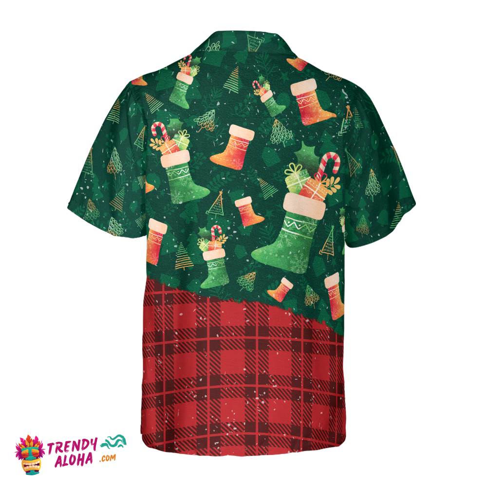 Christmas Hawaiian Shirts For Men And Women, Christmas Socks Pattern Hawaiian Shirt Button Down Shirt Short Sleeve