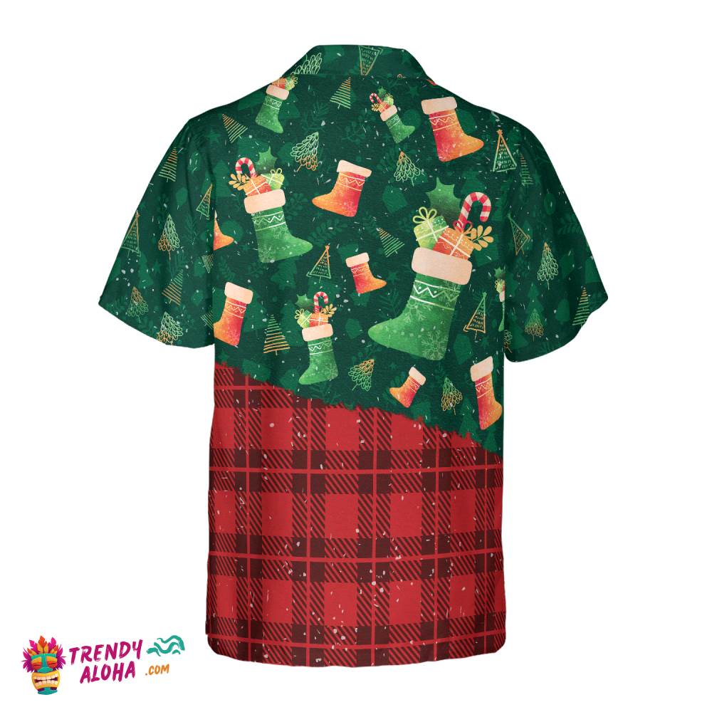 Christmas Hawaiian Shirts For Men And Women, Christmas Socks Pattern Hawaiian Shirt Button Down Shirt Short Sleeve