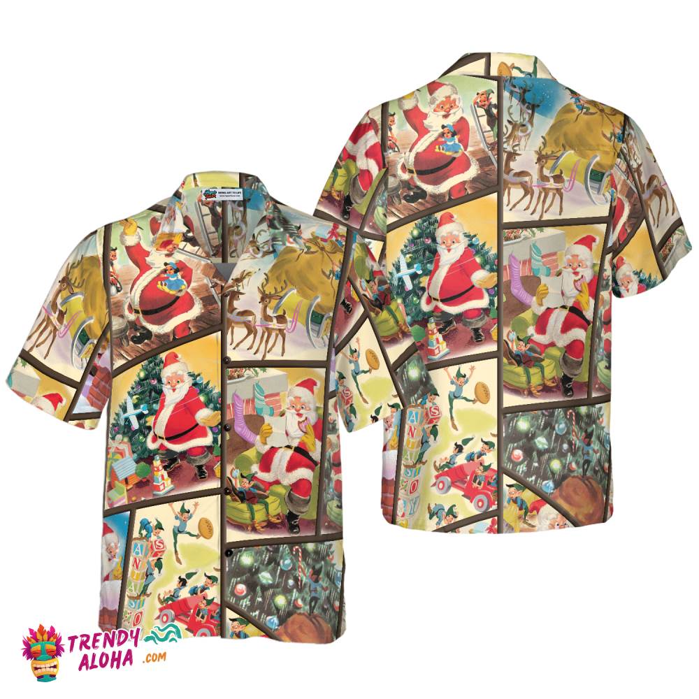 Christmas Hawaiian Shirts For Men And Women, Santa Elf Gift Hawaiian Shirt Button Down Shirt Short Sleeve Christmas Hawaiian Shirts For Men And Women, Santa Elf Gift Hawaiian Shirt Button Down Shirt Short Sleeve