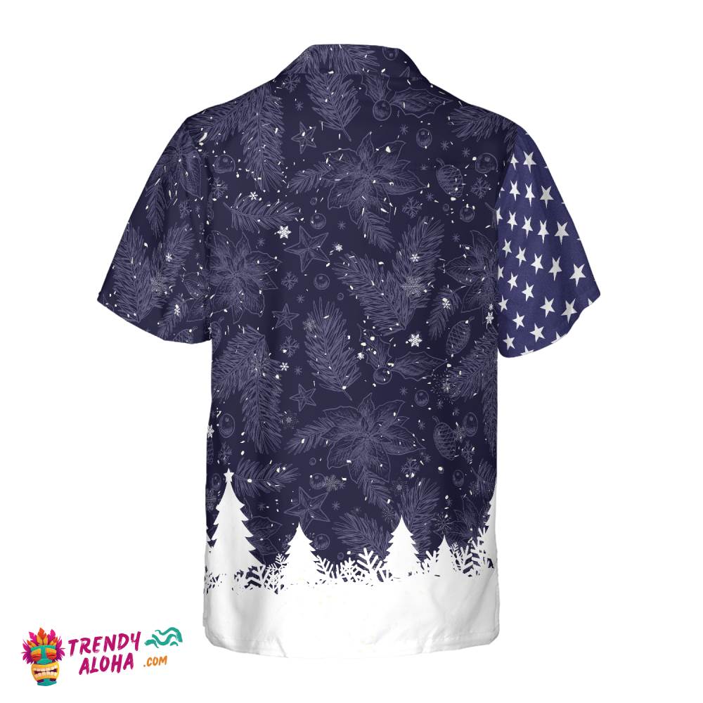 Christmas Hawaiian Shirts, Merry Christmas Usa Flag Pattern Shirt Short Sleeve, Christmas Shirt Idea Gift For Men And Women