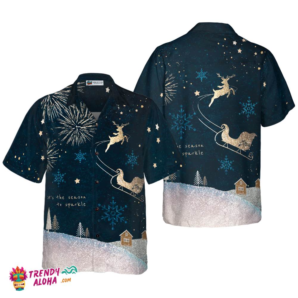 Christmas Hawaiian Shirts, Reindeer Snow Dark Shirt Short Sleeve, Christmas Shirt Idea Gift For Men And Women Christmas Hawaiian Shirts, Reindeer Snow Dark Shirt Short Sleeve, Christmas Shirt Idea Gift For Men And Women