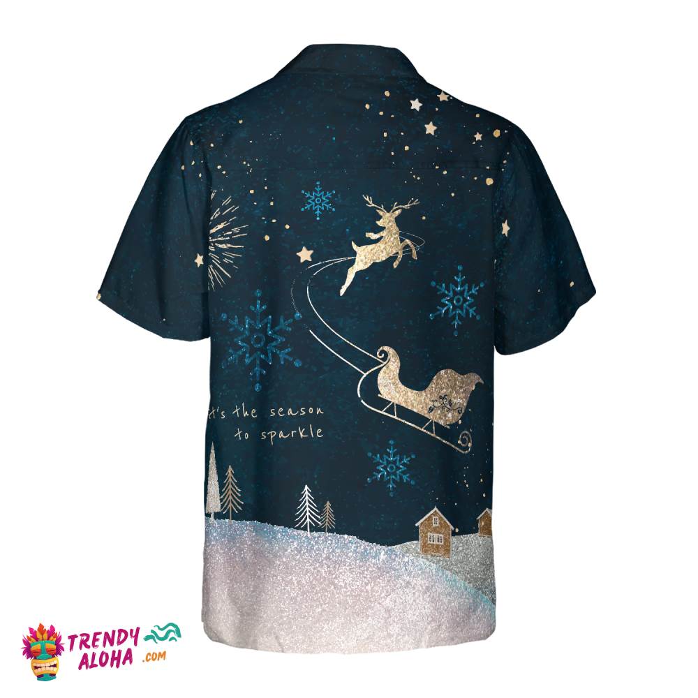 Christmas Hawaiian Shirts, Reindeer Snow Dark Shirt Short Sleeve, Christmas Shirt Idea Gift For Men And Women
