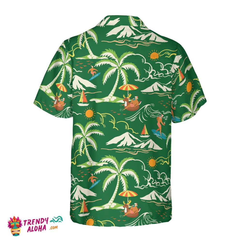 Christmas Hawaiian Shirts, Santa Beach Summer Pattern 2 Shirt Short Sleeve, Christmas Shirt Idea Gift For Men And Women