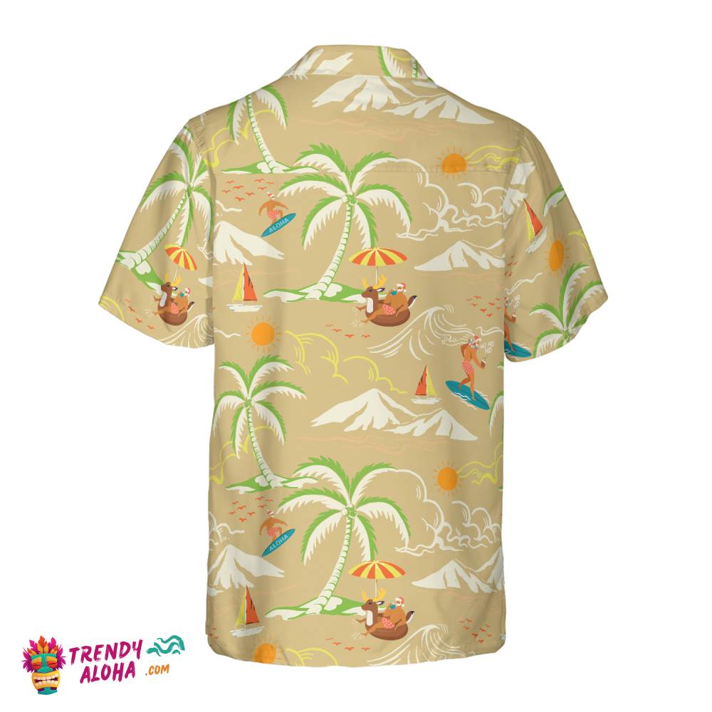 Christmas Hawaiian Shirts, Santa Beach Summer Pattern 4 Shirt Short Sleeve, Christmas Shirt Idea Gift For Men And Women