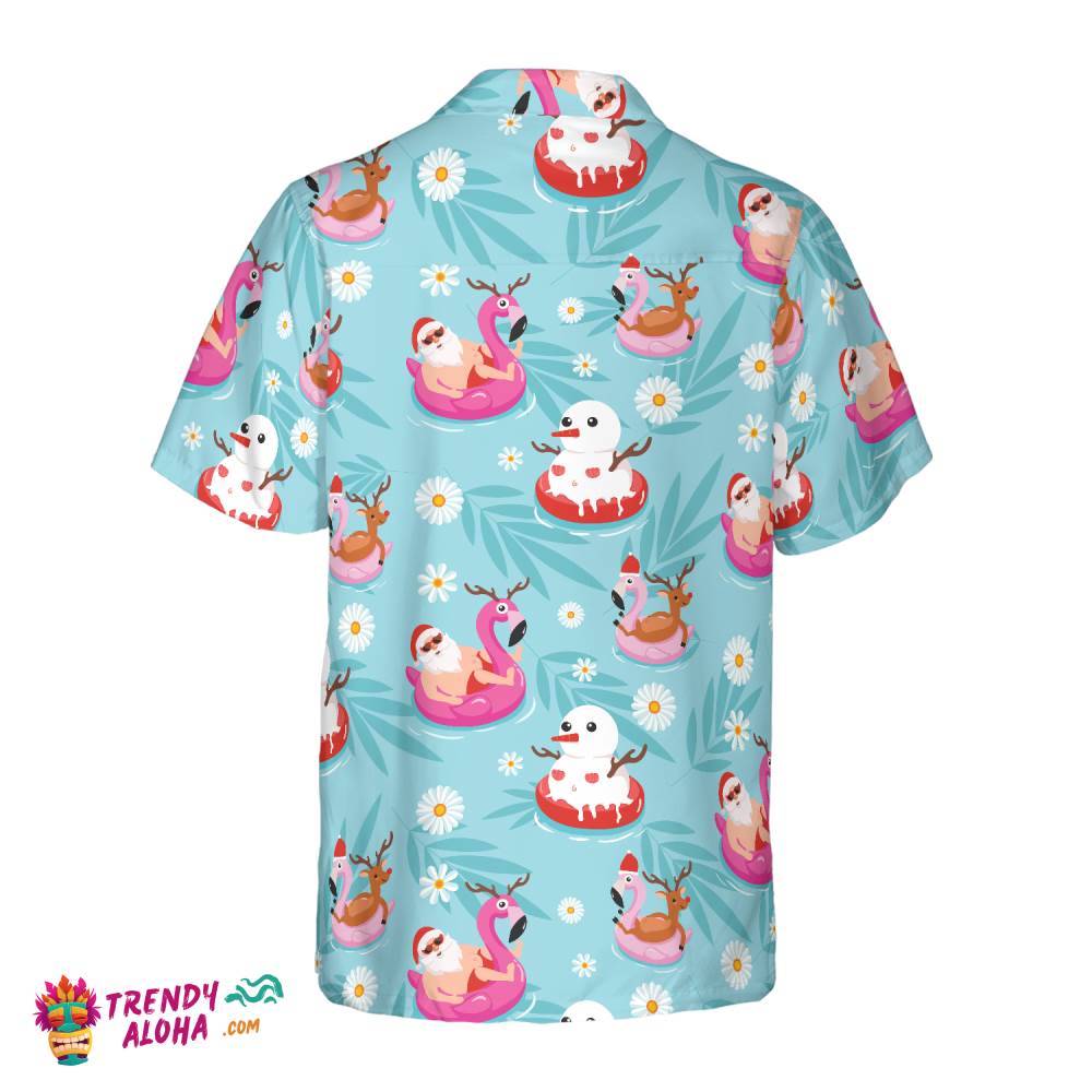 Christmas Hawaiian Shirts, Santa Beach Summer Pattern Shirt Short Sleeve, Christmas Shirt Idea Gift For Men And Women