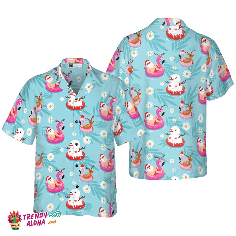 Christmas Hawaiian Shirts, Santa Beach Summer Pattern Shirt Short Sleeve, Christmas Shirt Idea Gift For Men And Women Christmas Hawaiian Shirts, Santa Beach Summer Pattern Shirt Short Sleeve, Christmas Shirt Idea Gift For Men And Women