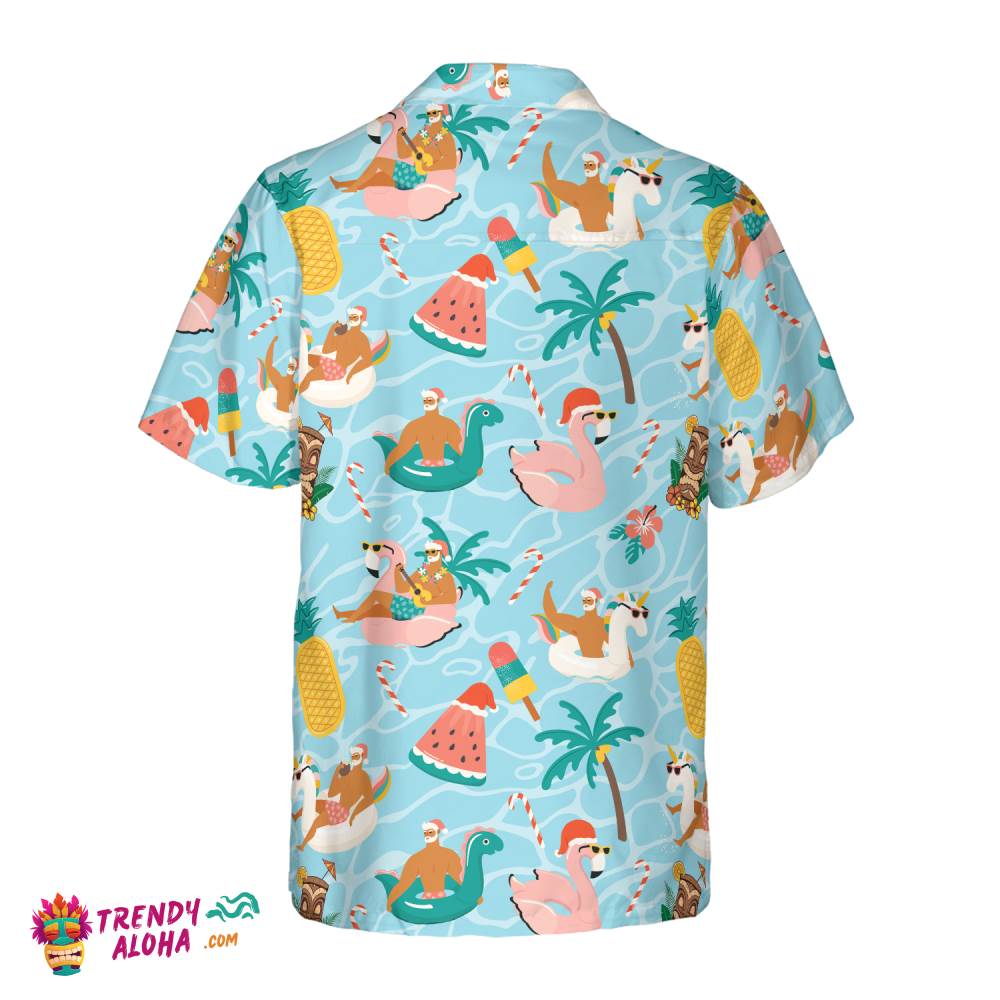 Christmas Hawaiian Shirts, Santa Beach Summer Shirt Short Sleeve, Christmas Shirt Idea Gift For Men And Women