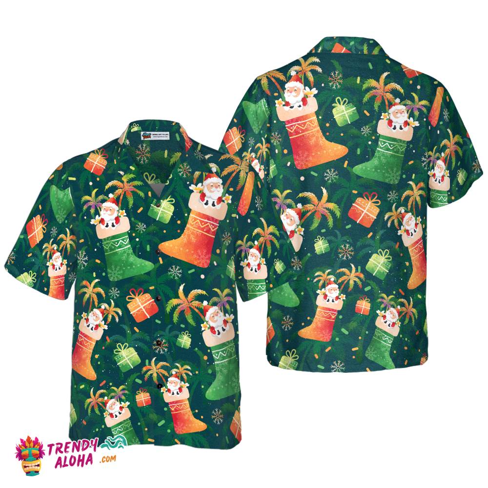 Christmas Hawaiian Shirts, Santa Christmas Socks Pattern Shirt Short Sleeve, Christmas Shirt Idea Gift For Men And Women Christmas Hawaiian Shirts, Santa Christmas Socks Pattern Shirt Short Sleeve, Christmas Shirt Idea Gift For Men And Women