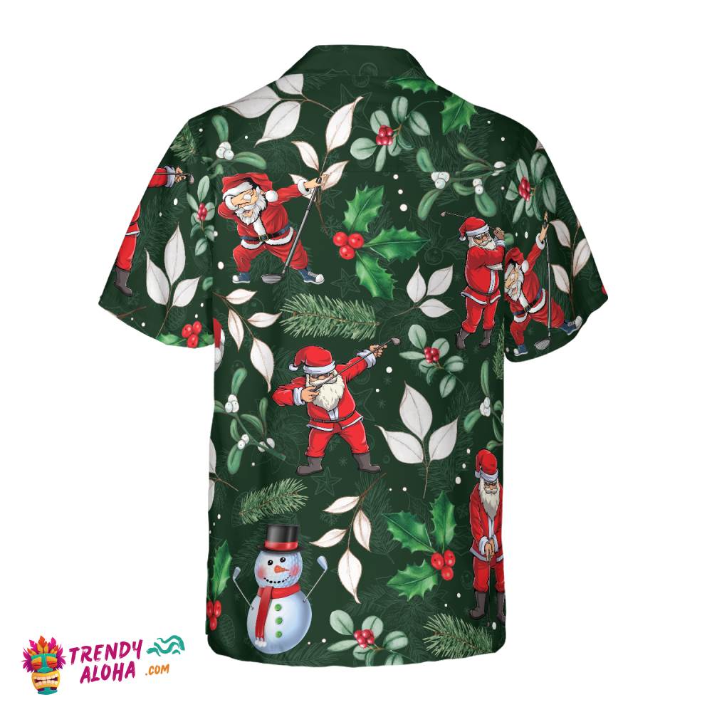Christmas Hawaiian Shirts, Santa Playing Golf Pattern Shirt Short Sleeve, Christmas Shirt Idea Gift For Men And Women