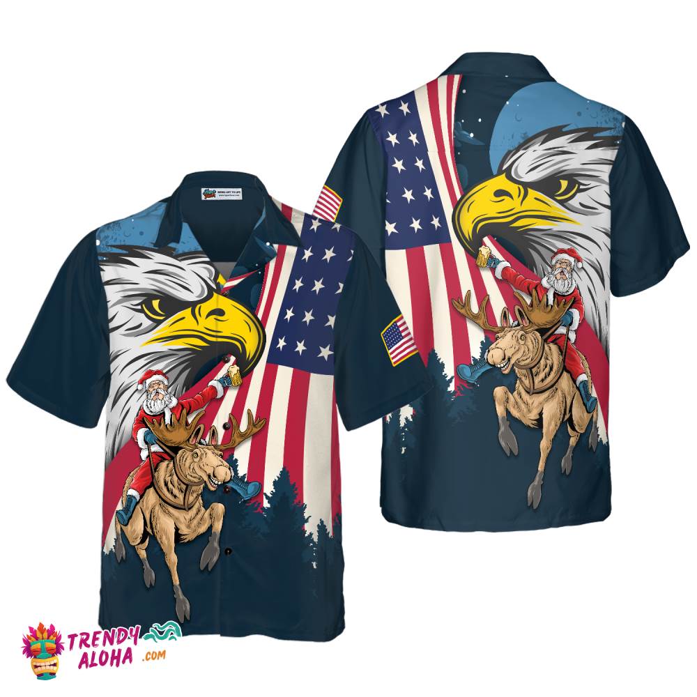 Christmas Hawaiian Shirts, Santa With American Flag 2 Shirt Short Sleeve, Christmas Shirt Idea Gift For Men And Women Christmas Hawaiian Shirts, Santa With American Flag 2 Shirt Short Sleeve, Christmas Shirt Idea Gift For Men And Women