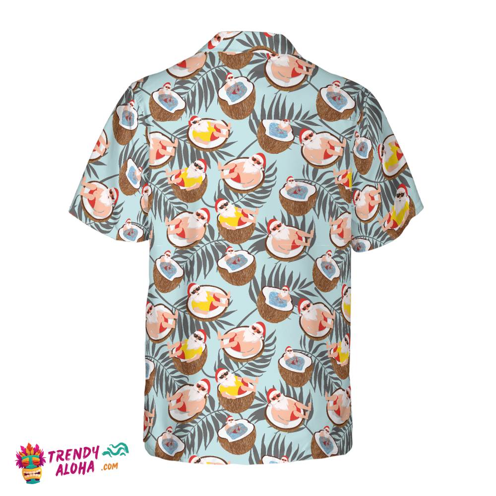 Christmas Hawaiian Shirts, Santa With Coconut Shirt Short Sleeve, Christmas Shirt Idea Gift For Men And Women