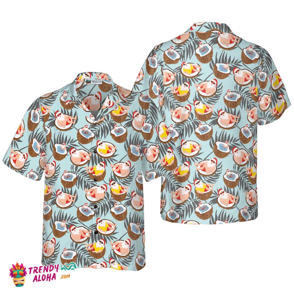 Christmas Hawaiian Shirts, Santa With Coconut Shirt Short Sleeve, Christmas Shirt Idea Gift For Men And Women Christmas Hawaiian Shirts, Santa With Coconut Shirt Short Sleeve, Christmas Shirt Idea Gift For Men And Women