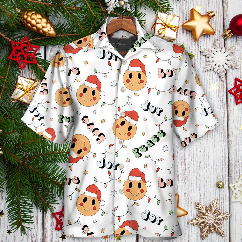 Christmas Hippie Groovy Santa Claus Smile Face Hawaiian Shirt