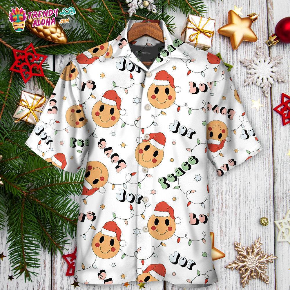Christmas Hippie Groovy Santa Claus Smile Face Hawaiian Shirt – Trendy Aloha