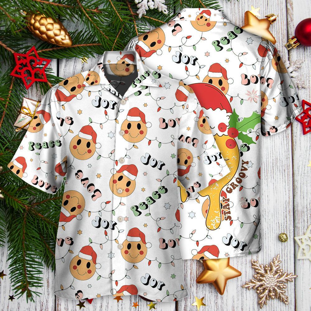 Christmas Hippie Groovy Santa Claus Smile Face Hawaiian Shirt