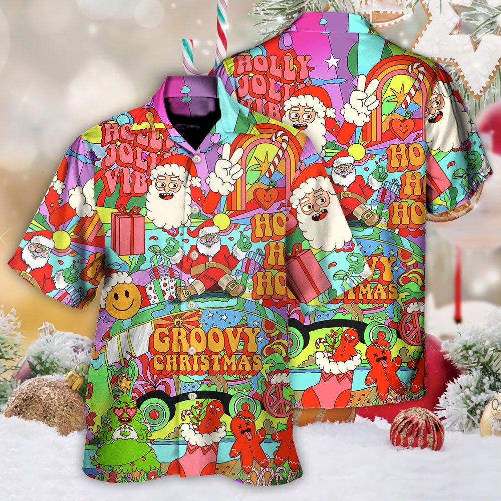 Christmas Hippie Santa Bus Peace Hawaiian Shirt