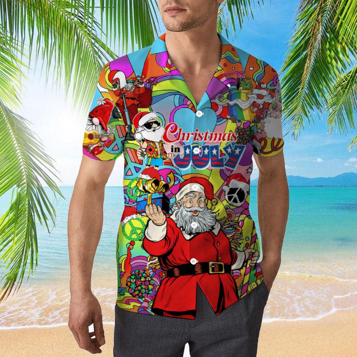 Christmas Hippie Santa Claus Trendy Hawaiian Shirt